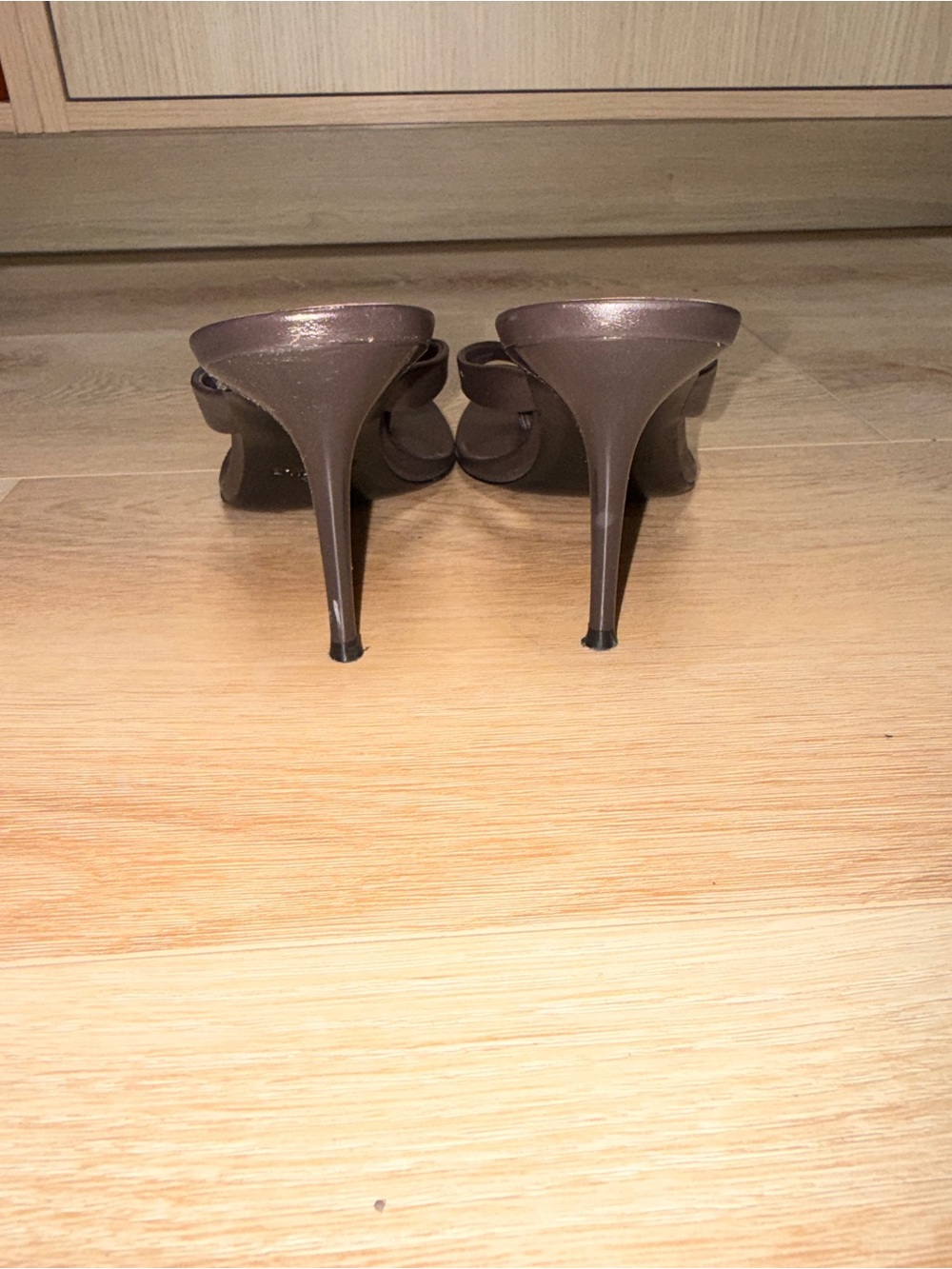 Mango MNG CAPSULE Dark Brown Square-Toe Thong Heel Sandals 38 - Picture 5 of 6